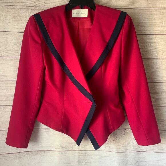 Vintage Michelle Stuart Pink Blazer Jacket Asymmetrical Front Size 4 - Picture 1 of 16